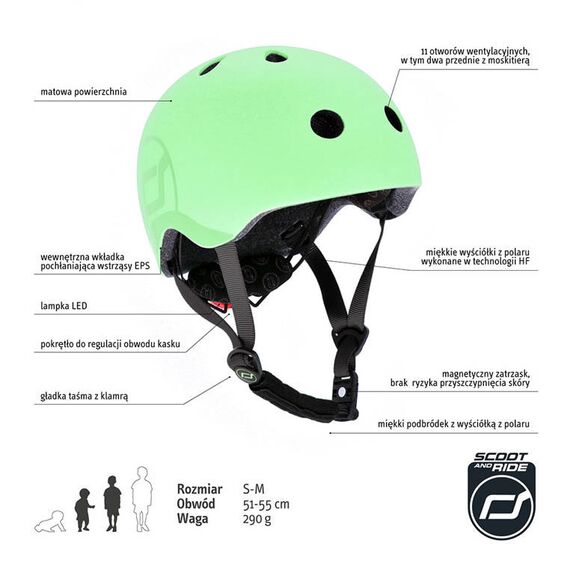 SCOOTANDRIDE Kask S-M dla dzieci 3+ zielony
