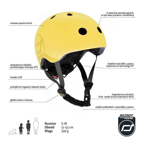 SCOOTANDRIDE Kask S-M dla dzieci 3+ żółty