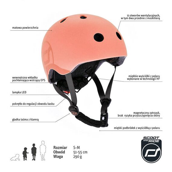 SCOOTANDRIDE Kask S-M dla dzieci 3+ czerwony