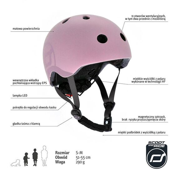 SCOOTANDRIDE Kask S-M dla dzieci 3+ fioletowy