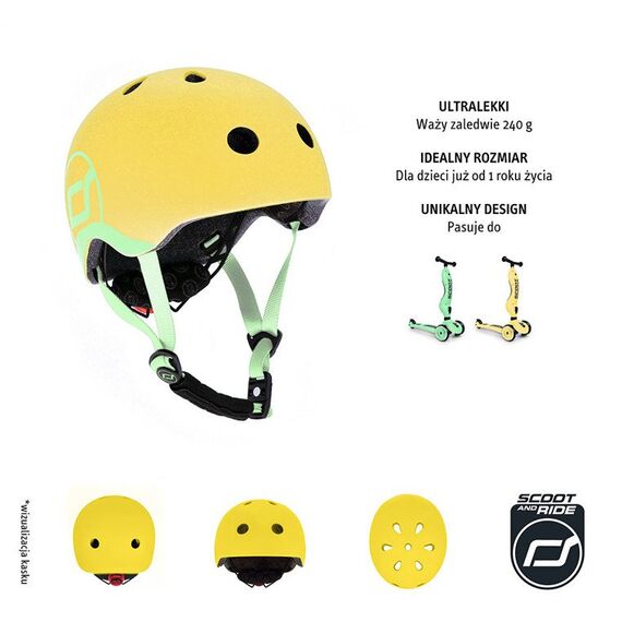 SCOOTANDRIDE Kask XXS-S dla dzieci 1-5 lat żółty