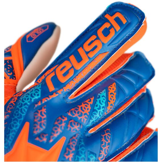 REUSCH rękawice bramkarskie Attrakt Starter Solid Finger Support Junior, Kolor: pomarańczowy, Rozmiar: 4, 3 zdjęcie