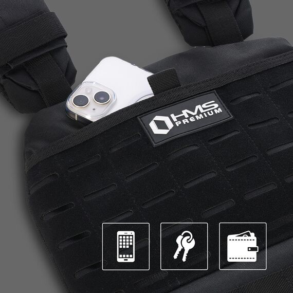 HMS kamizelka treningowa crossfit z obciążeniem  6,5kg TKO07 czarna, Kolor: czarny, Waga: 6.5, Rozmiar: one size, 8 zdjęcie