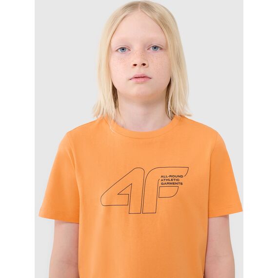 4F t-shirt bawełniany koszulka chłopięca 4FJWSS25TTSHM2185 pomarańczowa, Kolor: pomarańczowy, Rozmiar: 146, 2 zdjęcie
