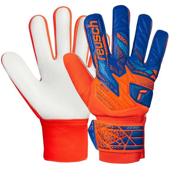 REUSCH rękawice bramkarskie Attrakt Starter Solid Junior, Kolor: pomarańczowy, Rozmiar: 6