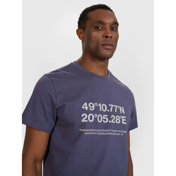 4F t-shirt bawełniany koszulka męska z nadrukiem 4FWSS25TTSHM2209 niebieski, Kolor: niebieski, Rozmiar: XXL, 2 zdjęcie