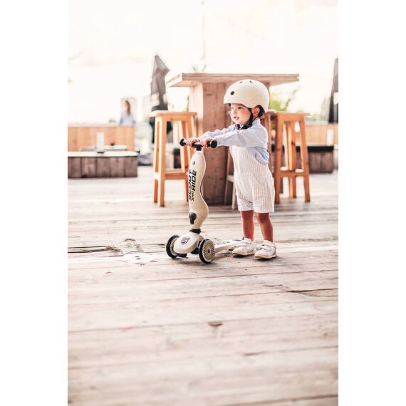 SCOOTANDRIDE hulajnoga Highwaykick 1 + kask regulowany jeździk dla dziecka zestaw 2w1, Kolor: szary, 2 zdjęcie