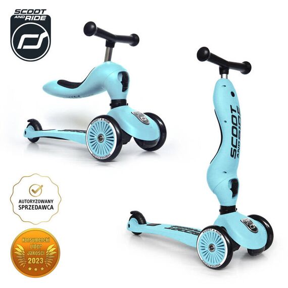 SCOOTANDRIDE hulajnoga Highwaykick 1 + kask regulowany jeździk dla dziecka zestaw 2w1, Kolor: niebieski, 7 zdjęcie