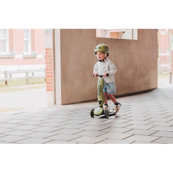 SCOOTANDRIDE hulajnoga Highwaykick 1 + kask regulowany jeździk dla dziecka zestaw 2w1, Kolor: khaki, 2 zdjęcie