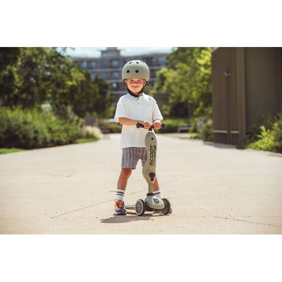 SCOOTANDRIDE hulajnoga Highwaykick 1 + kask regulowany jeździk dla dziecka zestaw 2w1, Kolor: khaki, 5 zdjęcie