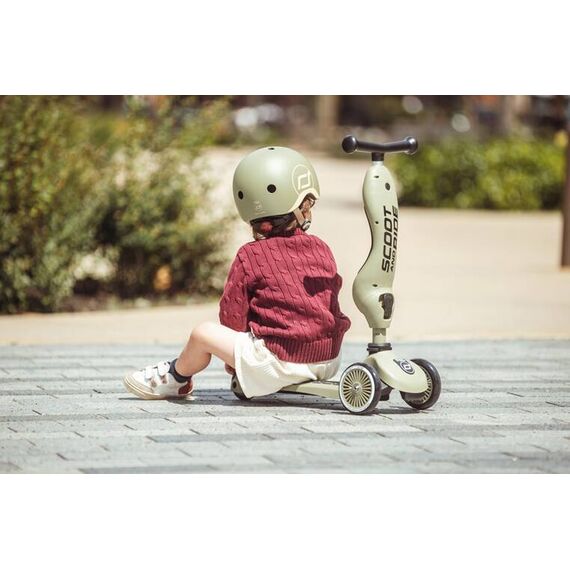 SCOOTANDRIDE hulajnoga Highwaykick 1 + kask regulowany jeździk dla dziecka zestaw 2w1, Kolor: khaki, 4 zdjęcie