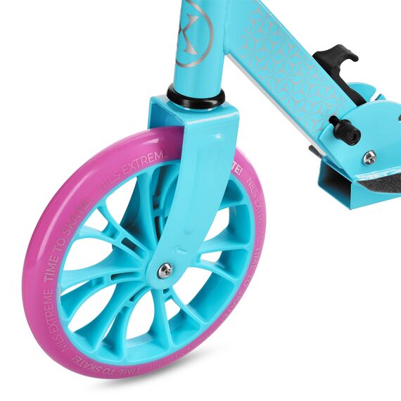 NILS EXTREME hulajnoga młodzieżowa z kauczukowymi kołami HM1302 niebieska/różowa, Kolor: różowy, Waga: 4kg, 5 zdjęcie