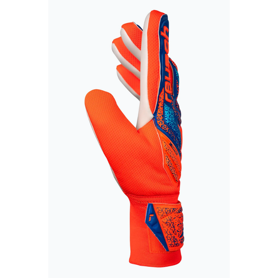 REUSCH rękawice bramkarskie Attrakt Starter Solid Junior, Kolor: pomarańczowy, Rozmiar: 8, 4 zdjęcie
