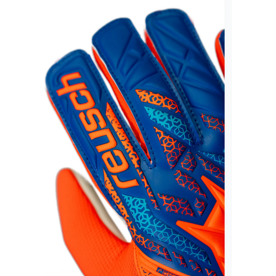 REUSCH rękawice bramkarskie Attrakt Starter Solid Junior, Kolor: pomarańczowy, Rozmiar: 8, 3 zdjęcie