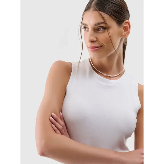 4F top prążkowany bawełniany damski na ramiączkach 4FWMM00TSLEF132 biały, Kolor: biały, Rozmiar: L, 3 zdjęcie