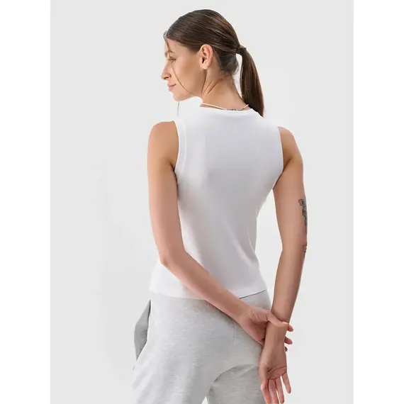 4F top prążkowany bawełniany damski na ramiączkach 4FWMM00TSLEF132 biały, Kolor: biały, Rozmiar: L, 2 zdjęcie