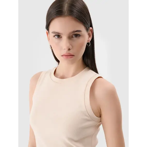 4F top prążkowany bawełniany damski na ramiączkach 4FWMM00TSLEF132 beżowy, Kolor: beżowy, Rozmiar: M, 4 zdjęcie 4F top prążkowany bawełniany damski na ramiączkach 4FWMM00TSLEF132 beżowy, Kolor: beżowy, Rozmiar: M, 4 zdjęcie