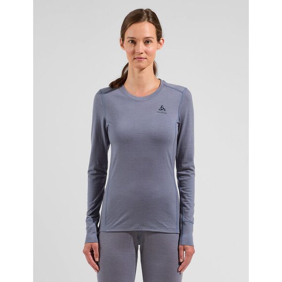 ODLO Koszulka damska BL TOP crew neck l/s MERINO 200 czarna, Kolor: szary, Rozmiar: L
