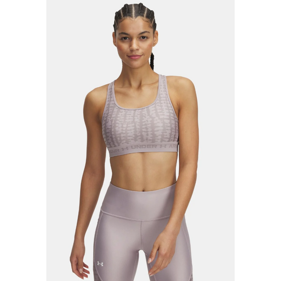UNDER ARMOUR biustonosz sportowy Crossback Mid Print, Kolor: szary, Rozmiar: L