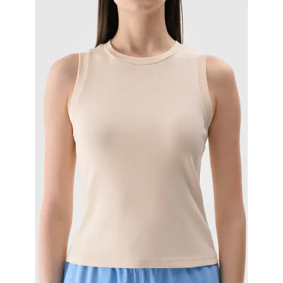 4F top prążkowany bawełniany damski na ramiączkach 4FWMM00TSLEF132 beżowy, Kolor: beżowy, Rozmiar: S, 5 zdjęcie 4F top prążkowany bawełniany damski na ramiączkach 4FWMM00TSLEF132 beżowy, Kolor: beżowy, Rozmiar: S, 5 zdjęcie