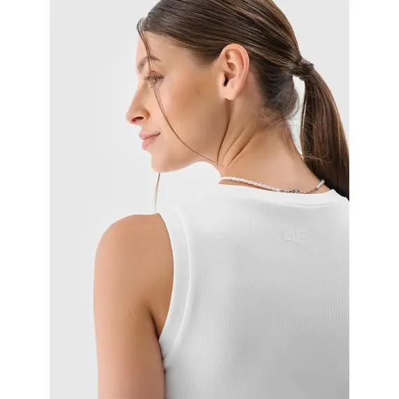 4F top prążkowany bawełniany damski na ramiączkach 4FWMM00TSLEF132 biały, Kolor: biały, Rozmiar: L, 4 zdjęcie