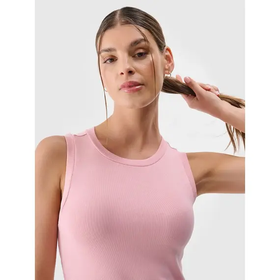 4F top prążkowany bawełniany damski na ramiączkach 4FWMM00TSLEF132 różowy, Kolor: różowy, Rozmiar: M, 4 zdjęcie