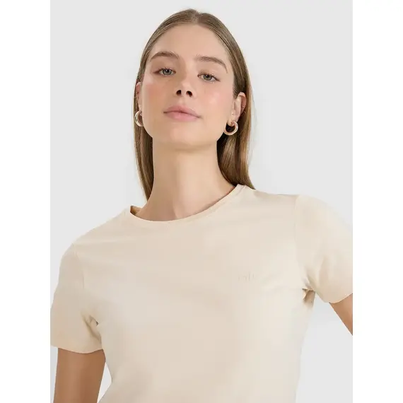 4F koszulka bawełniana damska do ćwiczeń 4FWSS25TTSHF2351 beżowa, Kolor: beżowy, Rozmiar: S, 2 zdjęcie 4F koszulka bawełniana damska do ćwiczeń 4FWSS25TTSHF2351 beżowa, Kolor: beżowy, Rozmiar: S, 2 zdjęcie