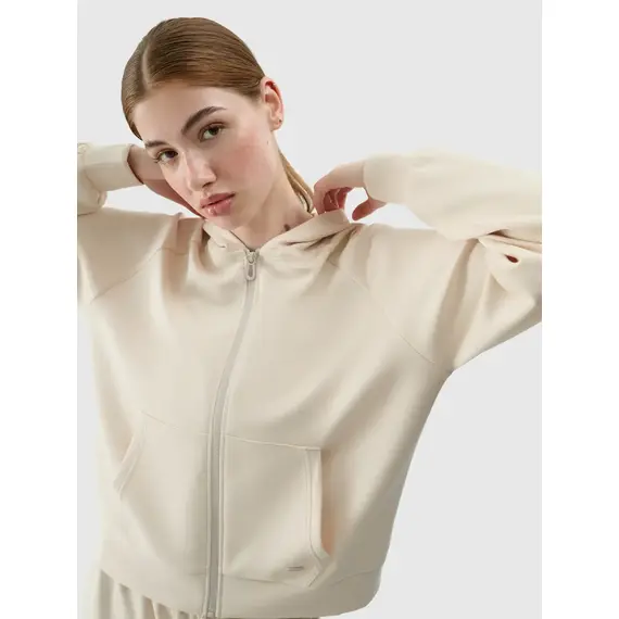 4F bluza dresowa damska na zamek 4FWSS25TSWSF1577 beżowa, Kolor: beżowy, Rozmiar: XS, 6 zdjęcie