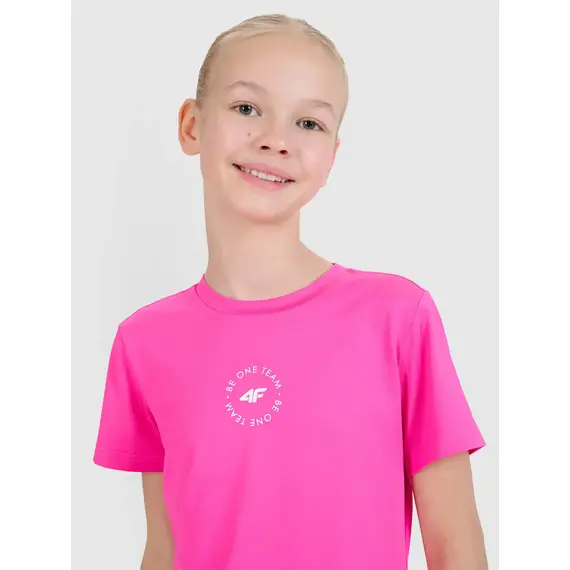 4F koszulka sportowa t-shirt dla dziewczynki 4FJWSS25TFTSF1185 różowy, Kolor: różowy, Rozmiar: 158/164, 4 zdjęcie