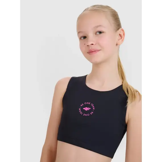 4F biustonosz sportowy szybkoschnący dziewczęcy 4FJWSS25USBAF148 czarny, Kolor: czarny, Rozmiar: 146/152, 2 zdjęcie