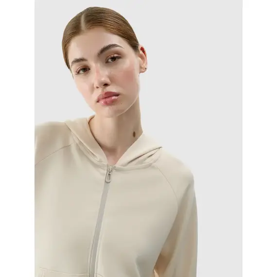 4F bluza dresowa damska na zamek 4FWSS25TSWSF1577 beżowa, Kolor: beżowy, Rozmiar: M, 3 zdjęcie