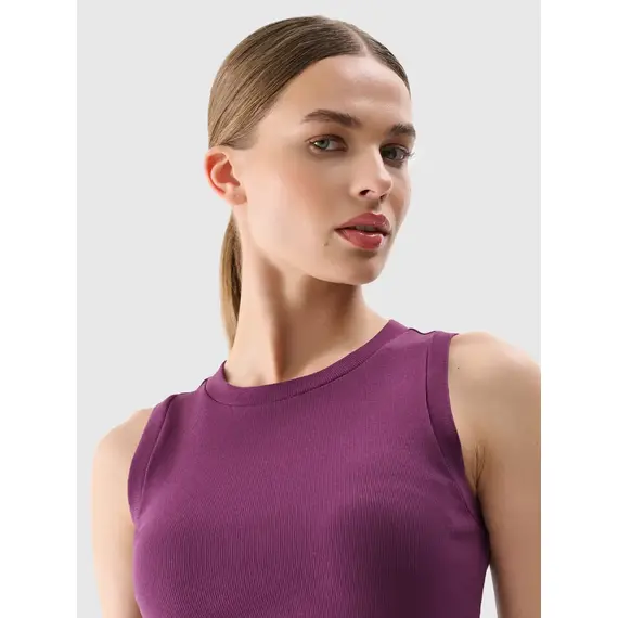 4F top prążkowany bawełniany damski na ramiączkach 4FWMM00TSLEF132 fioletowy, Kolor: fioletowy, Rozmiar: S, 3 zdjęcie 4F top prążkowany bawełniany damski na ramiączkach 4FWMM00TSLEF132 fioletowy, Kolor: fioletowy, Rozmiar: S, 3 zdjęcie