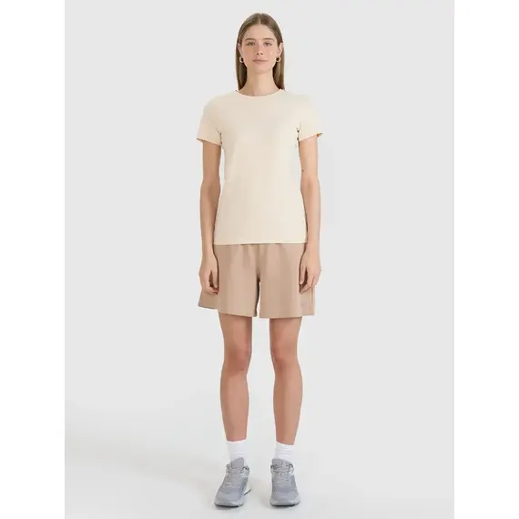 4F koszulka bawełniana damska do ćwiczeń 4FWSS25TTSHF2351 beżowa, Kolor: beżowy, Rozmiar: L, 7 zdjęcie