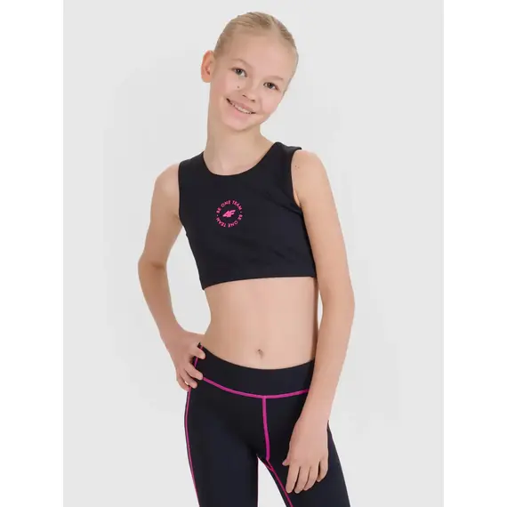 4F biustonosz sportowy szybkoschnący dziewczęcy 4FJWSS25USBAF148 czarny, Kolor: czarny, Rozmiar: 146/152, 3 zdjęcie
