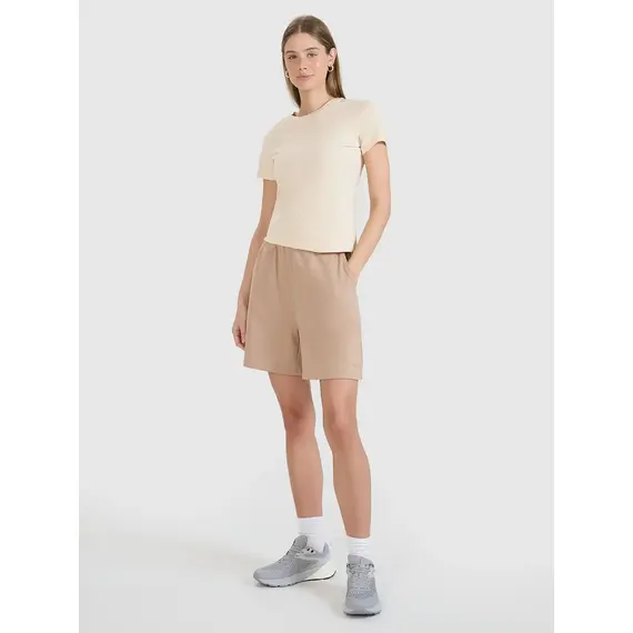 4F koszulka bawełniana damska do ćwiczeń 4FWSS25TTSHF2351 beżowa, Kolor: beżowy, Rozmiar: L, 5 zdjęcie