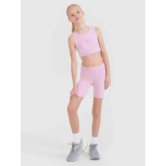 4F krótkie legginsy dziecięce sportowe 4FJWSS25TFSTF041 różowe, Kolor: różowy, Rozmiar: 158/164