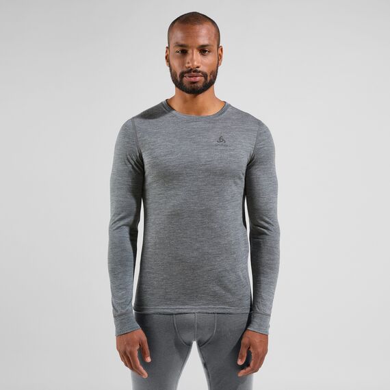 ODLO Koszulka męska BL TOP crew neck l/s MERINO 200 szara, Kolor: szary, Rozmiar: XL