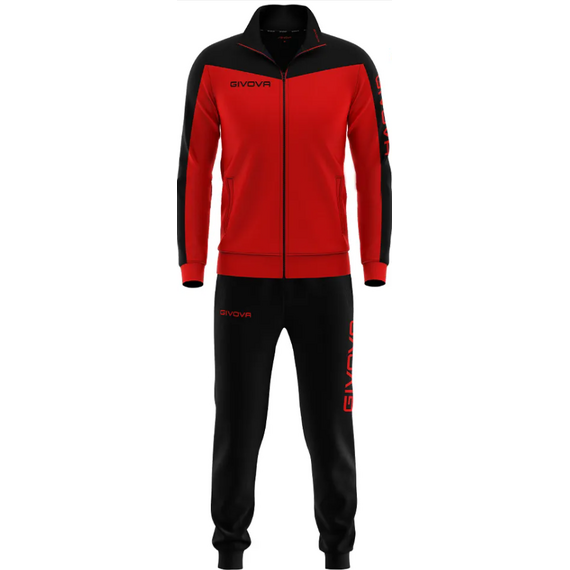 GIVOVA dres męski komplet spodnie i bluza TR036 czerwony, Kolor: czerwony, Rozmiar: S