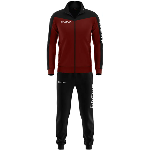 GIVOVA dres męski komplet spodnie i bluza TR036 czerwony, Kolor: grantowy, Rozmiar: M
