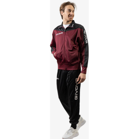 GIVOVA dres męski komplet spodnie i bluza TR036 czerwony, Kolor: grantowy, Rozmiar: 2XL, 3 zdjęcie