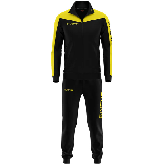 GIVOVA dres męski komplet spodnie i bluza TR036 czarny, Kolor: żółty, Rozmiar: 2XL