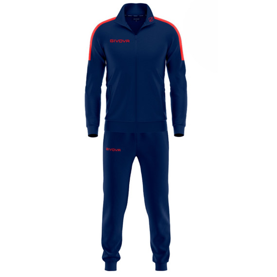 GIVOVA dres męski komplet spodnie i bluza TR033 czerwony, Kolor: czerwony, Rozmiar: L