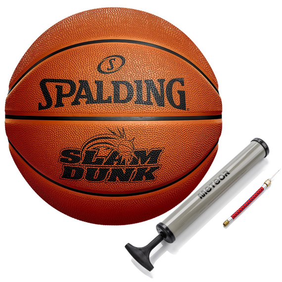 SPALDING piłka do koszykówki SLUM DUNK + POMPKA, Kolor: brązowy, Rozmiar: 7