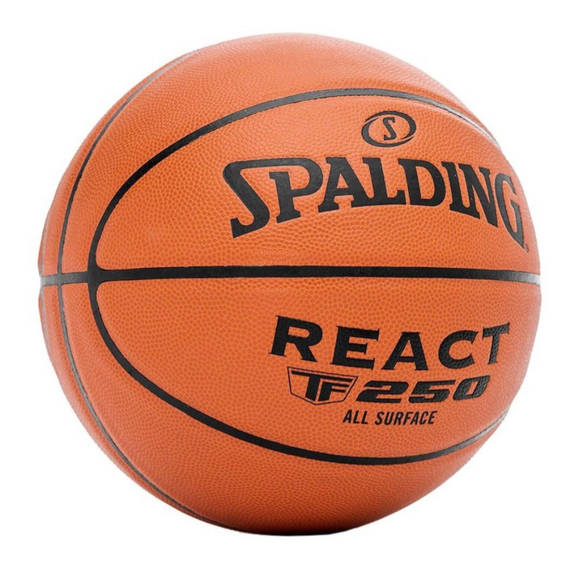 SPALDING piłka do koszykówki REACT TF-250 pomarańczowa + pompka, 4 zdjęcie