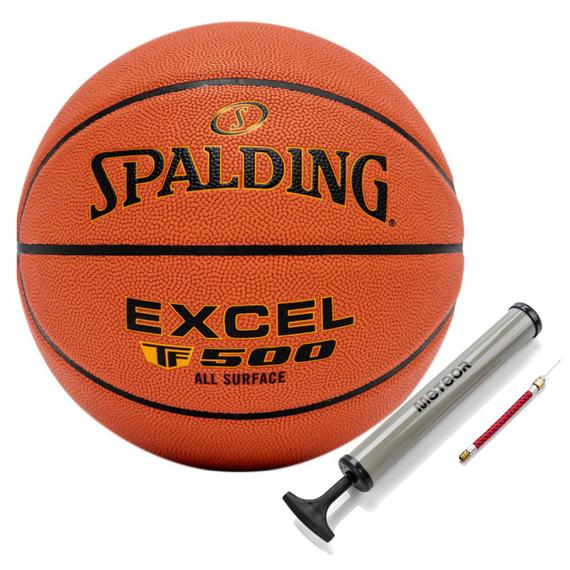 SPALDING piłka do koszykówki EXCEL TF-500 pomarańczowa + pompka, Kolor: pomarańczowy, Rozmiar: 6