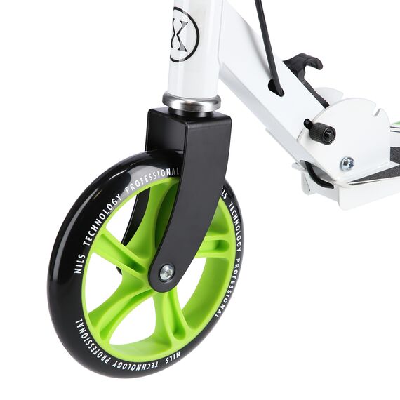 NILS EXTREME hulajnoga młodzieżowa z kauczukowymi kołami HM0180 biała/zielona, Kolor: zielony, Waga: 4kg, 6 zdjęcie