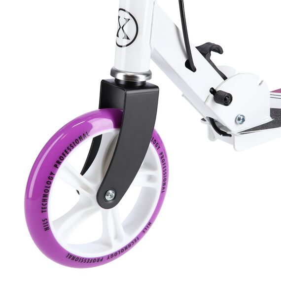 NILS EXTREME hulajnoga młodzieżowa z kauczukowymi kołami HM0180 biała/fioletowy, Kolor: fioletowy, Waga: 4kg, 6 zdjęcie