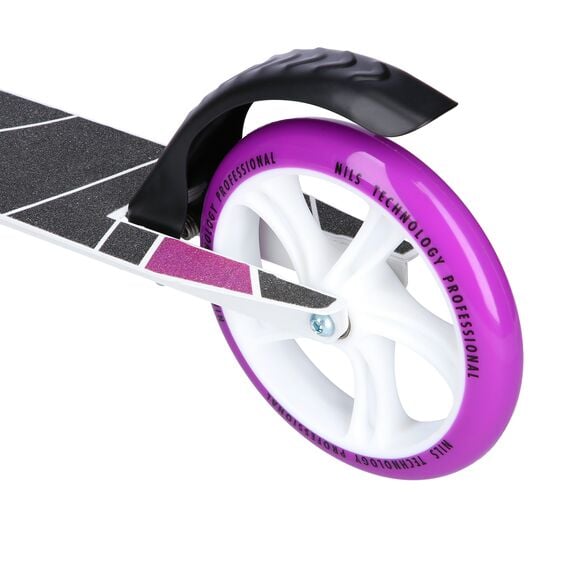 NILS EXTREME hulajnoga młodzieżowa z kauczukowymi kołami HM0180 biała/fioletowy, Kolor: fioletowy, Waga: 4kg, 5 zdjęcie