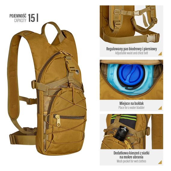 NILS CAMP plecak biegowy z miejscem na bukłak 15L CRAB NC1732 brązowy, 9 zdjęcie