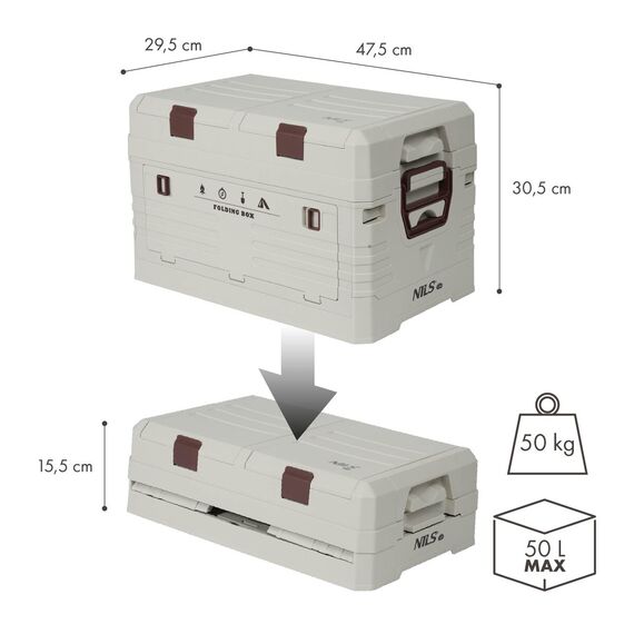 NILS CAMP skrzynia turystyczna kempingowa do przechowywania 50L NCB4003 szara, Kolor: szary, Rozmiar: 50l, 14 zdjęcie